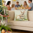 thumbnail image 6 of AuroraX Easter Throw Pillow Covers 18x18 Inch Outdoor Farmhouse Square Linen Bunny Rabbits Floral Decorative Pillow Covers Spring Cushion Case for Couch Sofa Living Room, 6 of 6