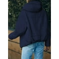 thumbnail image 3 of SHEWIN Womens Puffer Jacket Winter Warm Drawstring Hooded Cropped Coat with Pockets Plus Size Petite, 3 of 7