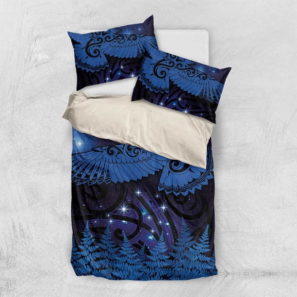 Nueva Zelanda Kea Bird Juego de Cama Tatuaje Maori y Helecho Plateado Estilo Matariki