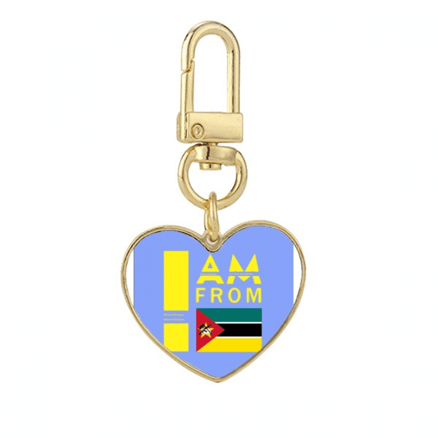I Am From Mozambique Art Deco Fashion Gold Heart Keychain Metal Keyring Holder
