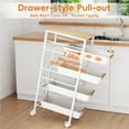 thumbnail image 3 of 5-Tier Slim Storage Cart, Wooden Top Rolling Kitchen Cart with Pull-Out Baskets & Wheels, Narrow Space Utility Cart Slide Out Organizer for Kitchen, Bathroom, Laundry Room, White, 3 of 7