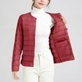 thumbnail image 4 of Dwaogom Women'S Ultra Light Weight Short Down Jacket Solid Color Lightweight Down Jacket Round Neck Short Jacket Long Sleeved Cotton Jacket, 4 of 5