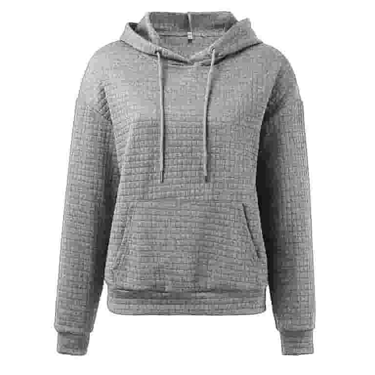 パーカー・フーディ HUECLOSET Line Button Knit Hoodie 25KERO208 Huesdet Hoodie for Women Hoody Solid Color Button Pullover V