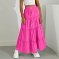 thumbnail image 4 of Hurxie Skorts Skirt for Girls Button Front High Waisted Long Skirt with Belt Ruffled Skirts with Pocket Hot Pink,12-13Years, 4 of 7