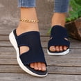 thumbnail image 6 of Xfvqtps Wedge Sandals for Women Slide Knit Mesh Hollow out Cutout Breathable Soft Sole Non Slip Comfortable Walking Beach Summer Slippers Dark Blue, 6 of 9