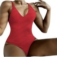 thumbnail image 2 of Gufahion 1 Piece Swimsuit for Women V Neck Bathing Suit Solid Color Swimwear, Gifts for Women, L, 2 of 6