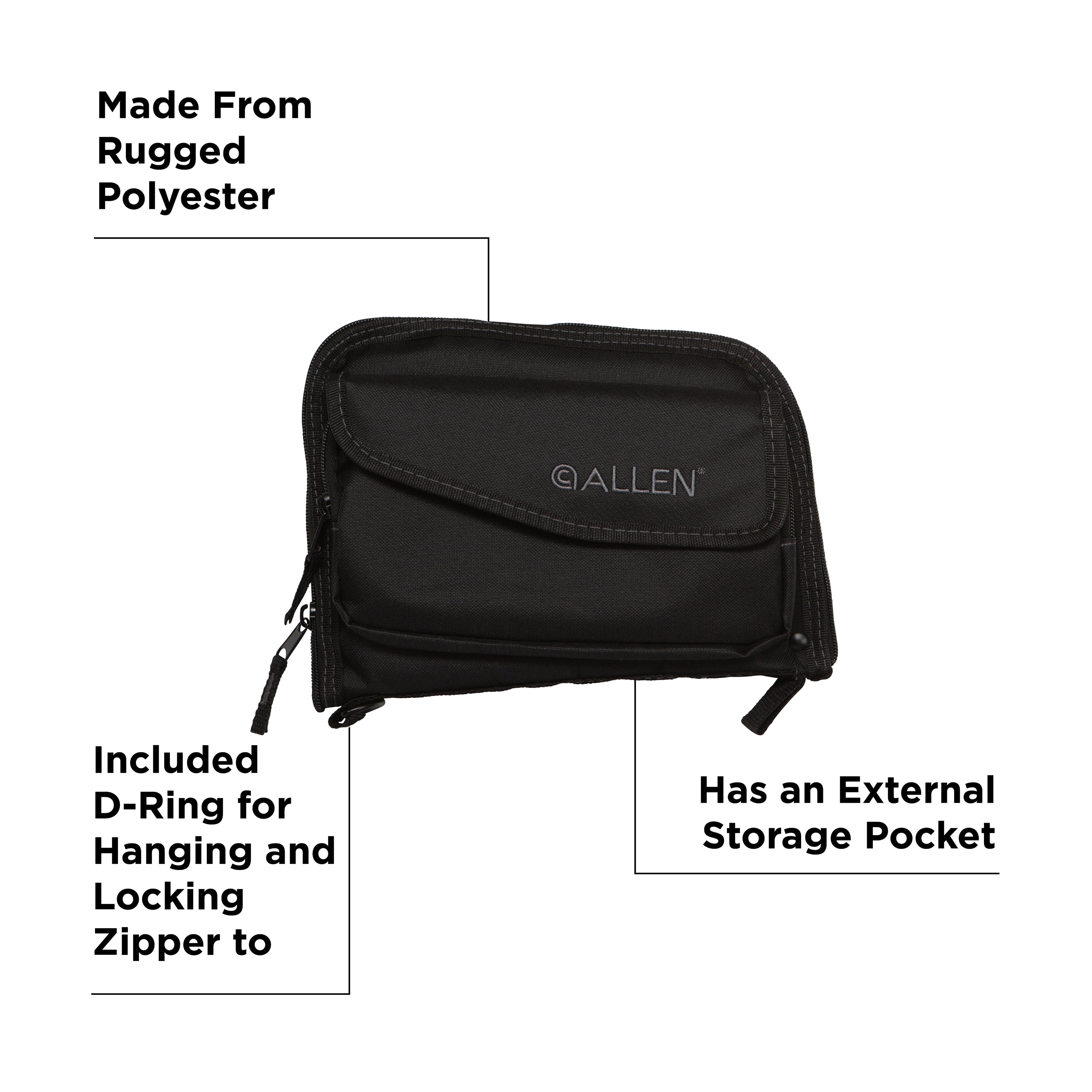 (4 pack) Allen Company Lockable Autofit Handgun Case, Black, 10" x 8"