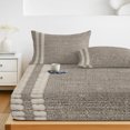 thumbnail image 6 of Cal.King Size Fitted Sheet Set - Gray Texture 3 Piece Bedding Sets 16" Deep Pocket Fitted Sheet with 2 Pillowcases, Country Farmhouse Burlap Stripes Brushed Microfiber Hotel Luxury Bed Sheets, 6 of 9