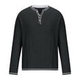 thumbnail image 3 of Miluxas Men's V Neck Long Sleeve Shirts Casual Henley Cotton T-Shirts Slim Fit Longline Tee Shirts Black, 3 of 5