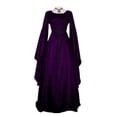 thumbnail image 1 of Qarigey Vestido maxi con cinturón de fiesta de manga larga y cuello para mujer Disfraz de Halloween Cosplay Vestidos púrpura XL, 1 of 4