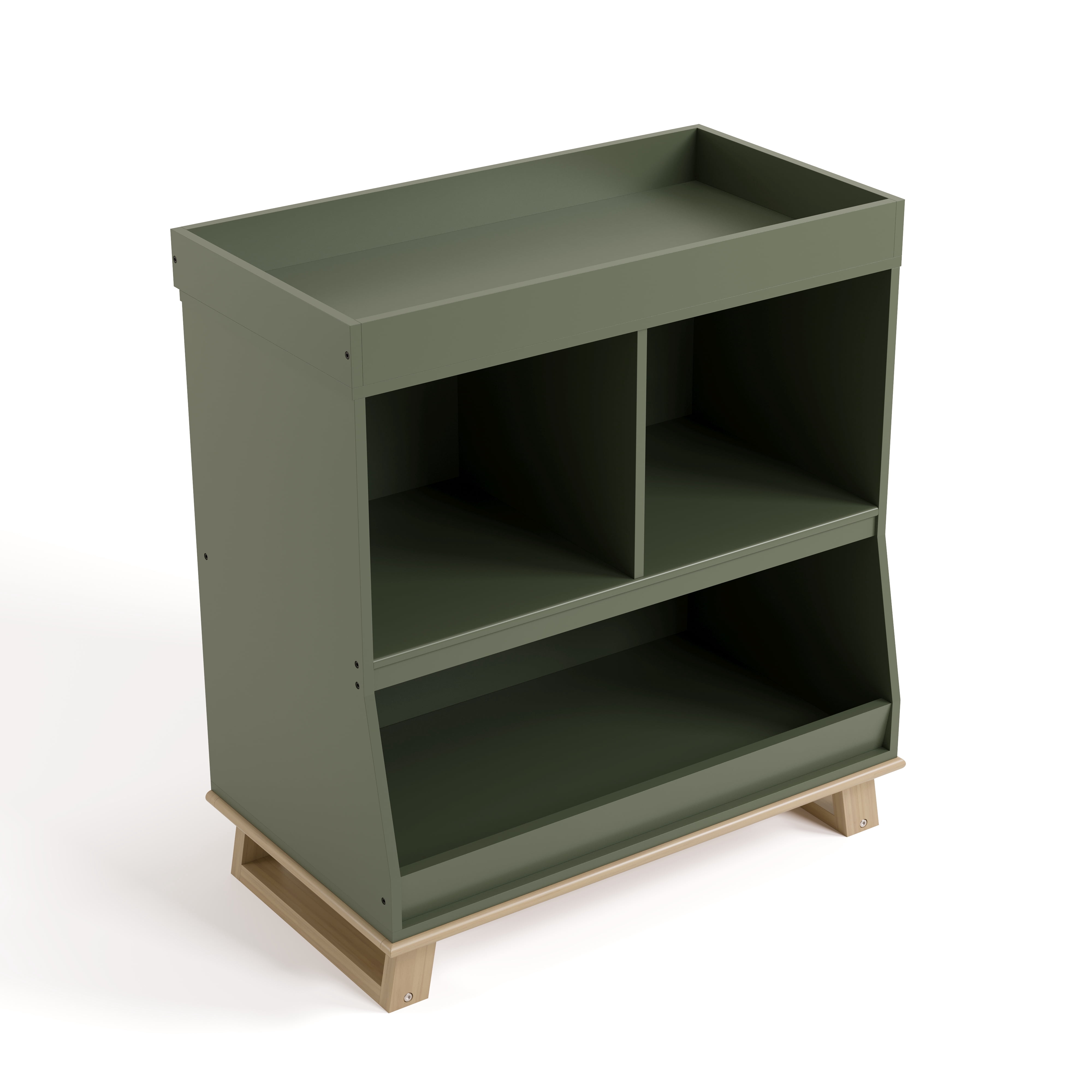 Storkcraft Modern Convertible Infant Changing Table, Olive with Driftwood