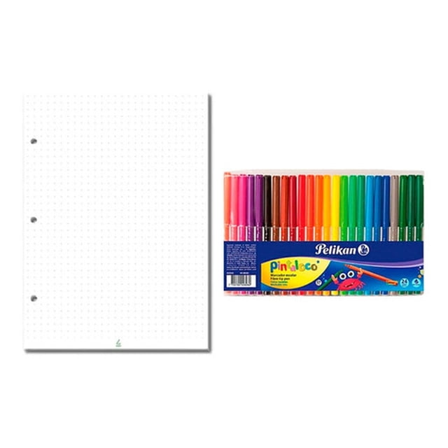 Kit Lettering - Hojas Punteadas + 24 Marcadores Pintalocos AleJaz 4YYKA