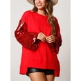 thumbnail image 1 of 2025 Nueva ropa navideña para mujer, jersey de retazos de lentejuelas a la moda, camiseta holgada de manga larga para mujer, sudadera, 1 of 5