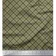thumbnail image 1 of Soimoi Green Poly Georgette Fabric Diagonal Check Printed Fabric 1 Yard 52 Inch Wide, 1 of 3