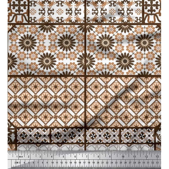 Soimoi Rayon Fabric Geometric,Damask & Mandala Patchwork Print Fabric by the Yard 56 Inch Wide