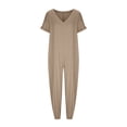 thumbnail image 5 of gakvbuo Wide-Leg Jumpsuit With Button Pockets For Women 2024 Summer Cap Sleeve Ankle-Length Jumpsuits Deep V Neck Ankle-Length Long Pants Onesie Wide Leg Pants Rompers, 5 of 7