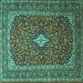thumbnail image 1 of Ahgly Company Machine Washable Indoor Square Medallion Turquoise Blue Traditional Area Rugs, 3' Square, 1 of 4