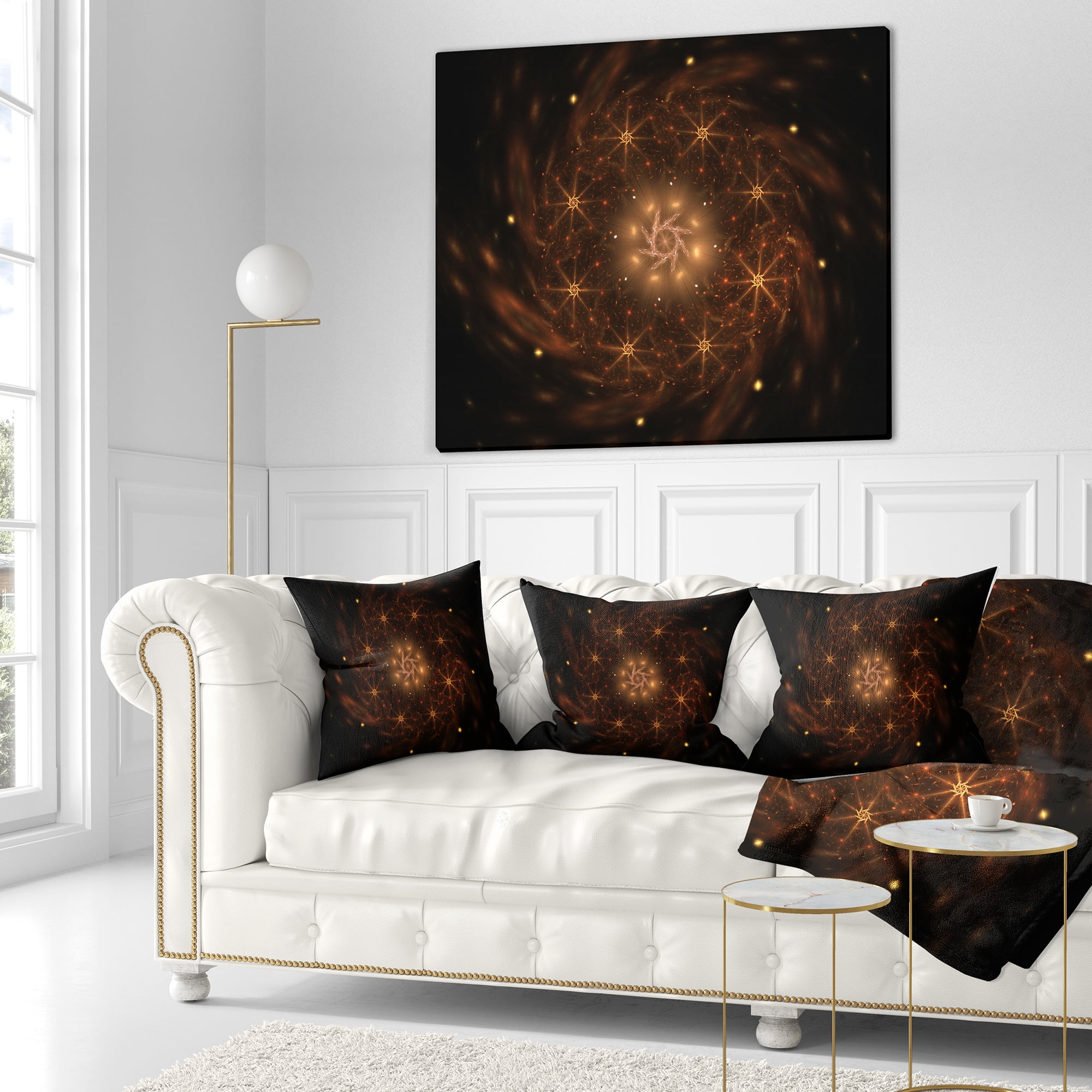 Designart Large Rounded Brown Fractal Flower - Floral Throw Pillow - 18x18