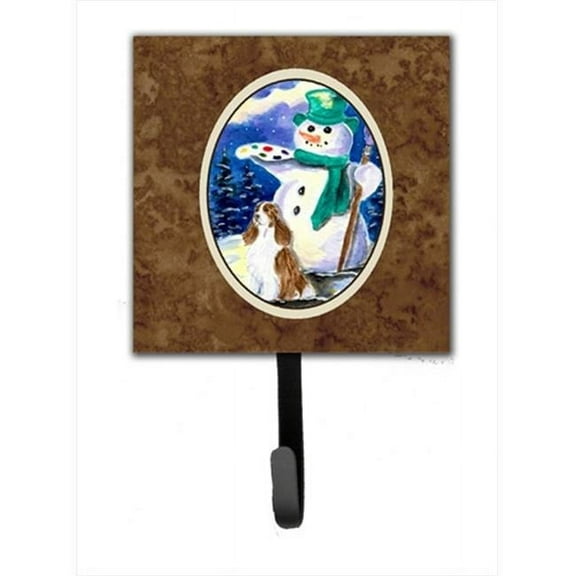 Artist Snowman With Springer Spaniel Leash Holder Or Key Hook