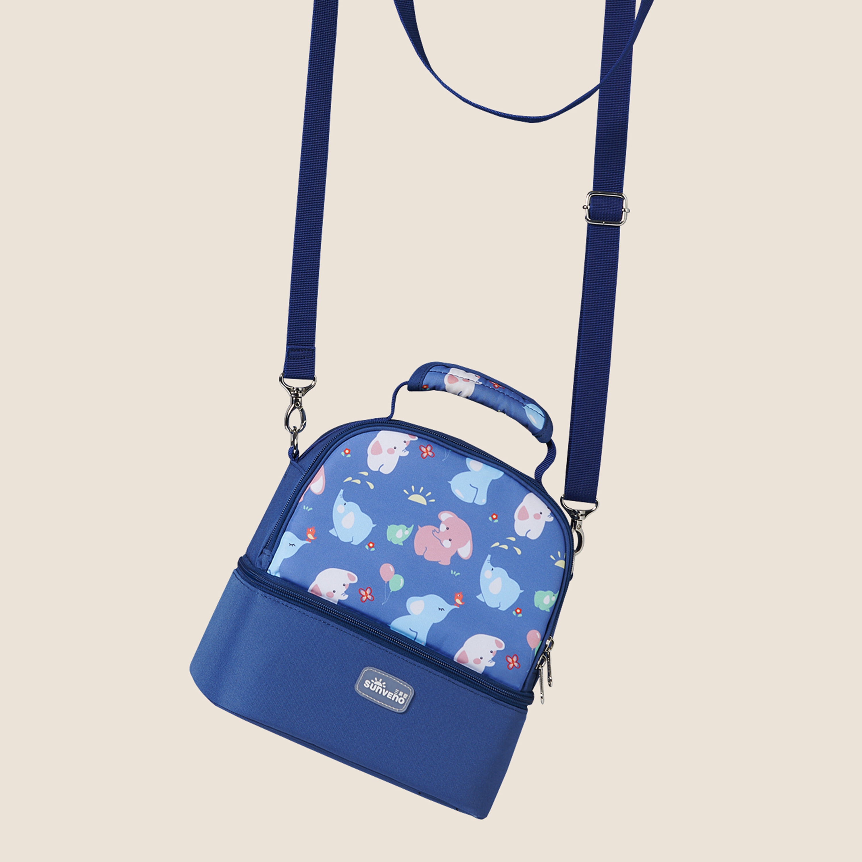 Sunveno Insulated Polyester Lunch Box for Unisex, Solid Print, Elephant