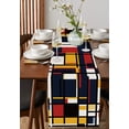 thumbnail image 4 of Table Runner Dresser Scarves 70 Inch Long, Abstract Mondrian Color Block Linen Dining Table Runners Colorful Geometric Stripe Art Tabletop Scarf for Wedding Holiday Party Kitchen, 4 of 7