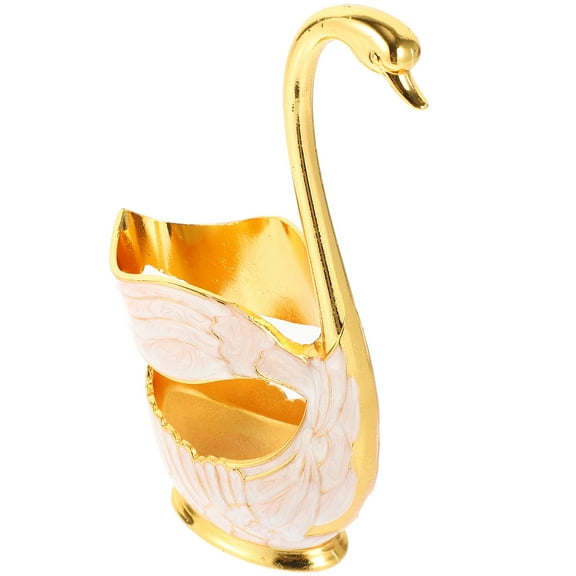 FRCOLOR Elegant Metal Coffee Spoon Holder with Swan Base Design, Stylish Kitchen Accessory for Women, 1 Set
