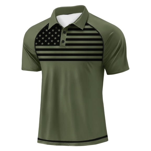 OIOLOYJM Men's 250th Anniversary Shirts 2026 Casual American Flag Knitted Polo Shirts Holiday Loose Fit Long Sleeve Golf Shirts Fashion Workout Blouses Army Green XL