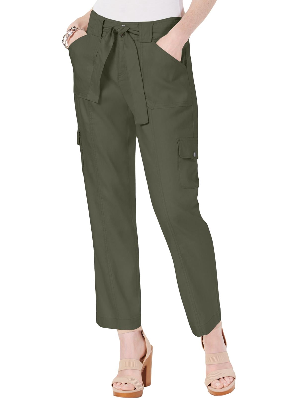 INC Womens Linen Ankle Cargo Pants 