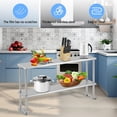 thumbnail image 4 of AKDSteel Table de Préparation en Acier Inoxydable Commercial, Poste de Travail Robuste avec Dosseret et Roulettes pour Restaurant, Boulangerie, Service Alimentaire, 4 of 7
