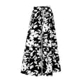 thumbnail image 3 of Boho Palazzo Pants for Women Casual Trendy Vacation Wide Leg Pants Fall Lounge Drawstring High Waisted Trousers Black, 2XL, 3 of 6