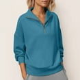 thumbnail image 3 of YUGYXL Women's Quarter Zip Pullover Fleece Fall Oversized Sweatshirts Long Sleeve Casual Lapel Pullover Sweater Winter Clothes Sky Blue L, 3 of 7