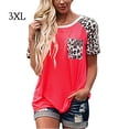 thumbnail image 1 of T-Shirt pour Femmes à Col Rond avec Poche, Blouse pour Femmes, T-Shirt pour Femmes, Blouse Imprimée à Manches Courtes, Haut, Rouge, 3TG, 1 of 4