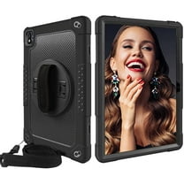 SOATUTO for Vastking KingPad M10 Tablet Case with 360 Rotating Kickstand / Shoulder and Hand Strap Hybrid Shockproof Kids Friendly Case for Nokia T20/T21/TCL Tab Pro 5G 9198S 10.36 inch - Black Black