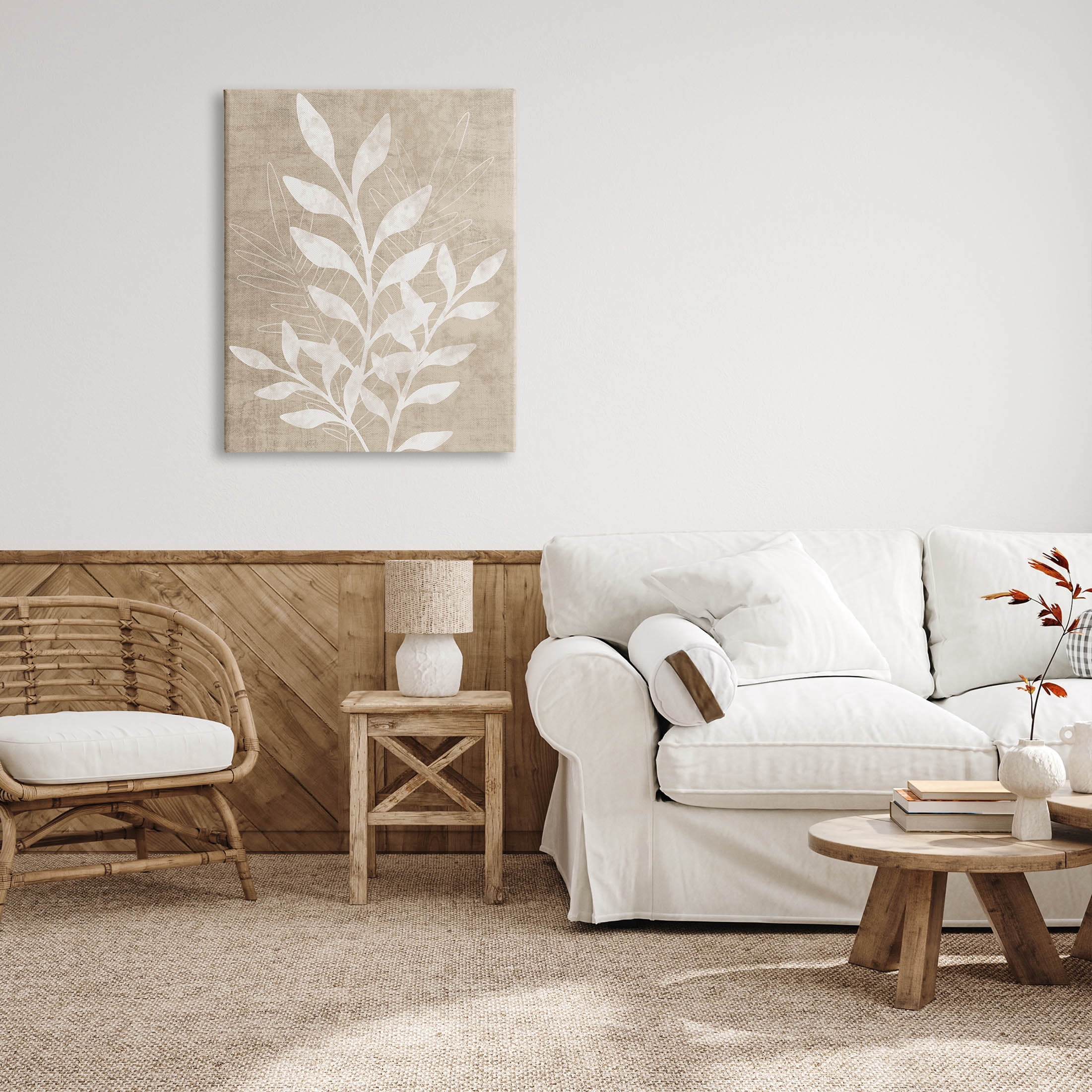 Stupell Industries Neutral Plant Leaf Collage Graphic Art Gallery Wrapped Canvas Print Wall Art, Design by Natalie Carpentieri