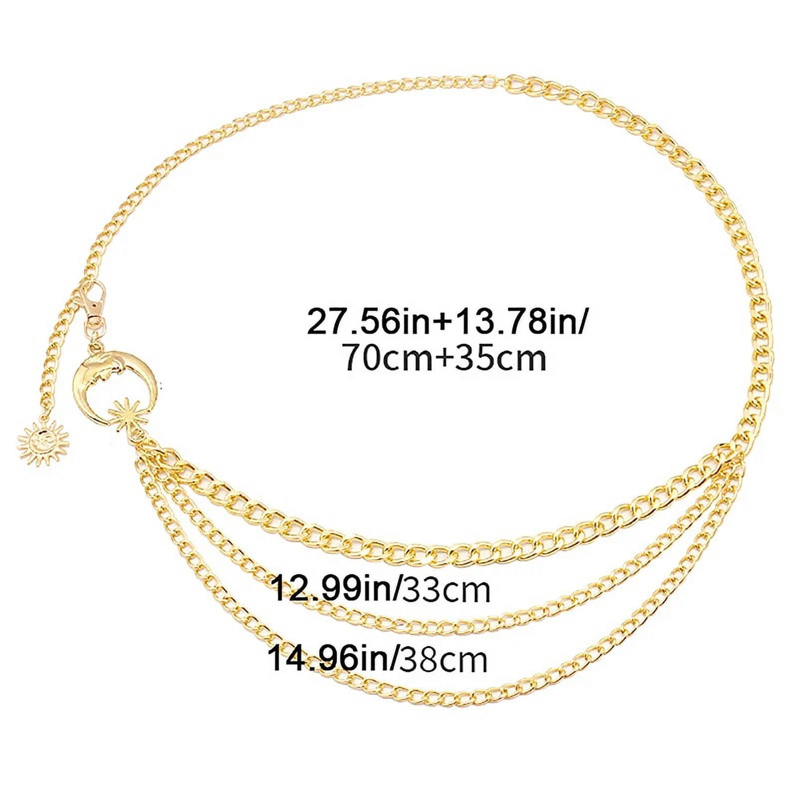 Gold Moon & Star Link Waist Chain Belt - Women\'s Gold Accessory Gold Metal Crescent Moon Star Chain Link Belt - Etsy main image 2