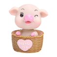 thumbnail image 1 of Adorno de coche de cerdo con adorable cabeza de cerdo que mueve el cuerpo, adorno decorativo de resina (rosa), 1 of 7