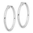 thumbnail image 2 of Sterling Silver RH-plated 2x28mm Non-Pierced Round Hoop Earrings, 2 of 2