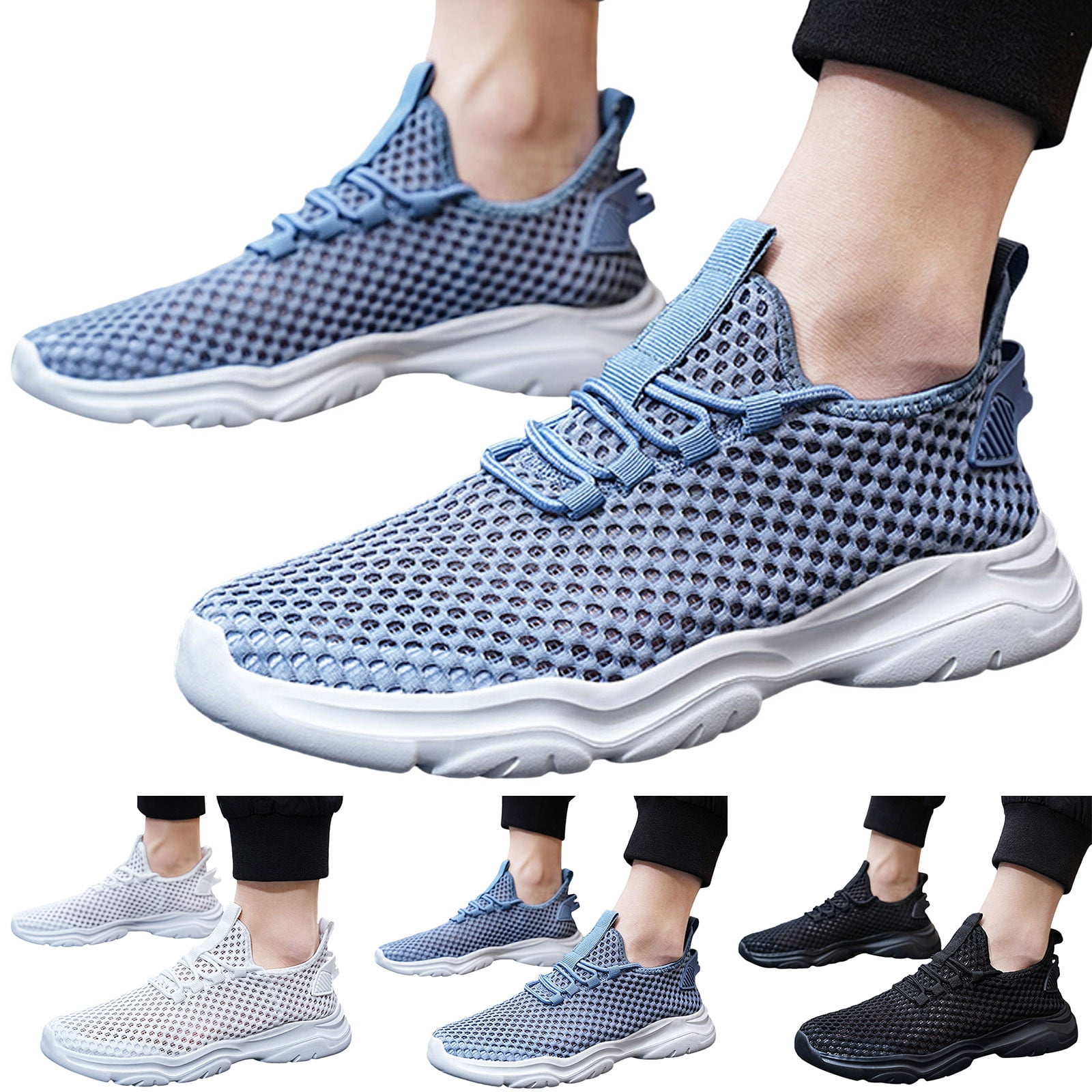 Sopiago Running Shoes for Men Men's Casual Sneakers Outdoor sports shoes Comfort Running Black,42