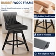 thumbnail image 5 of Swivel Counter Height Bar Stools Set of 2, LEGAHOME Farmhouse Velvet Bar Stools with Back for 34–38" Kitchen Island, Armless Wooden Bar Chairs for Home Bar, Black (Set of 2), 5 of 9
