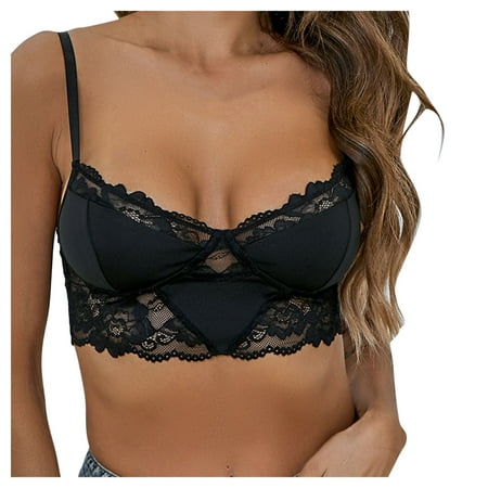 

Lingerie Women Lace Flowers Suspenders See-Through Brassiere Underwear Tops Female Soft Intimate Bra