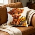 thumbnail image 5 of Bomd Highland Cow Decorative Throw Pillow Covers , Decorative Floral Farm Animal Design, Modern Square Home Decorative Pillowcases Cushion Cases for Sofa Bed Chair, 17.7x17.7 Inch, 5 of 6