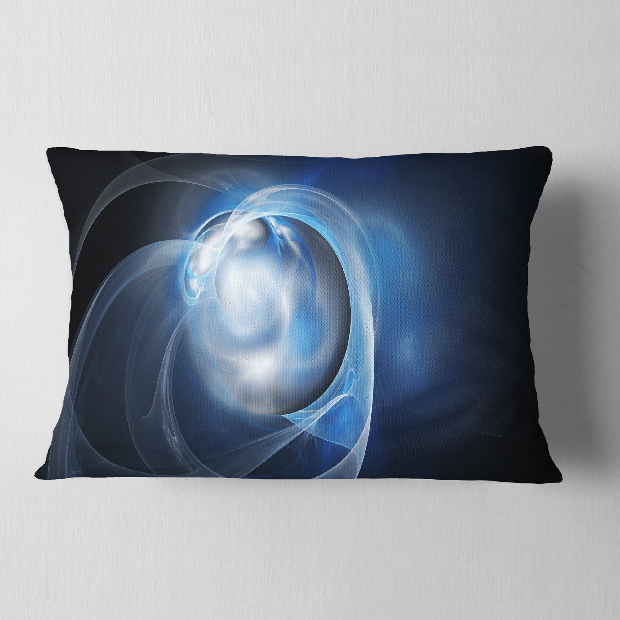 Designart Fractal Lighting in Dark Blue - Abstract Throw Pillow - 12x20