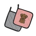 thumbnail image 2 of Carolines Treasures BB1234PTHD Checkerboard Pink Chocolate Labrador Pair of Pot Holders  7.5HX7.5W multicolor, 2 of 3