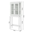 thumbnail image 2 of LXingStore Over the Toilet Bathroom Storage Spacesaver, with 2-Door Cabinet and Glass Windows, White - 26.00 x 9.00 x 65.00 Inches, 2 of 9