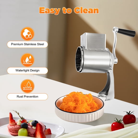 Manual Kitchen Rotary Grater Mill Vegetable Cheese Slicer Nut Grinder Heavy Duty for Household, Eateries