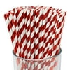 Just Artifacts 100pcs Premium Striped Paper Straws (Striped, Metallic Red)