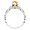 thumbnail image 4 of 1.06 ct Round Cut Natural Citrine Solitaire with Simulated Diamond Accents 18K White Gold Womens Engagement Ring, 4 of 5