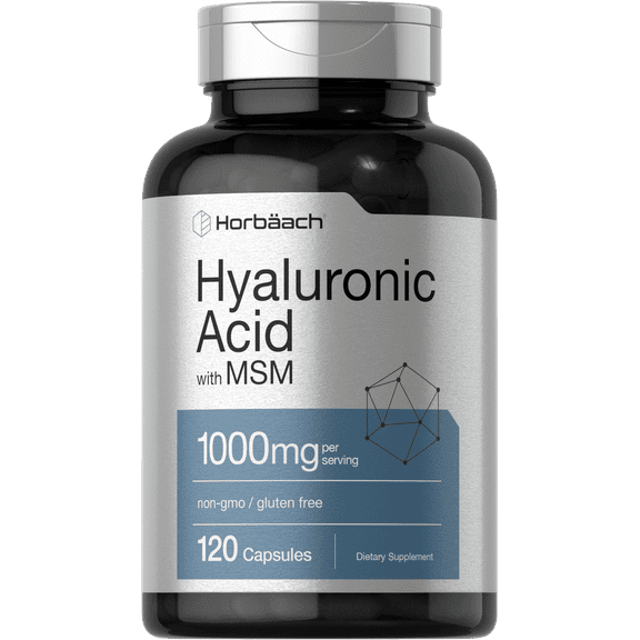 Hyaluronic Acid with MSM | 1000 mg | 120 Capsules | Non-GMO, Gluten Free | by Horbaach