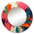 thumbnail image 2 of Designart "Fragments Of Reality Pink Blue Abstraction" Abstract Round Mirror Wall Décor Modern - Large Pink Round Mirror - Round Mirror 29" x 29" Inch, 2 of 5