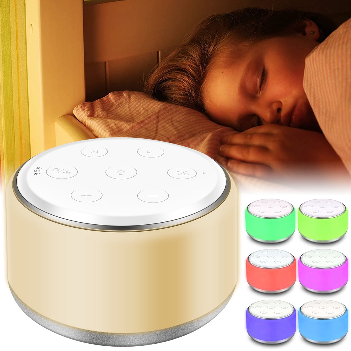 Caffney White Noise Machine for Sleeping USB Rechargeable Sleep Sound Machine with 34 Non-looping Music Portable Sleep Machine with Night Light and Timing for Baby Adult Office Travel